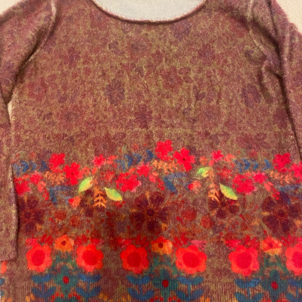 NATURAL LIFE Purple Floral Crewneck Sweater with Pink & Blue Accents - Picture 3 of 7